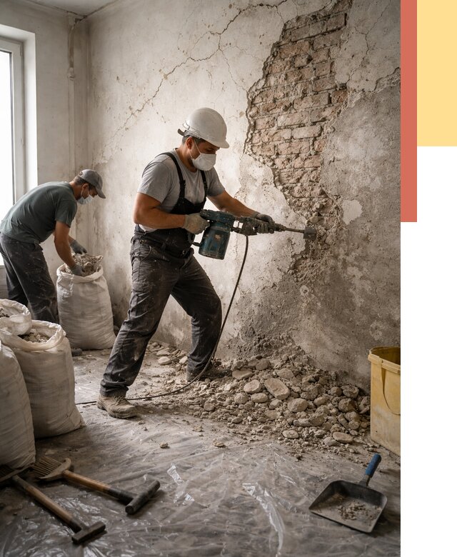 Демонтаж штукатурки со стен в Сочи от 7442 руб/м² — быстро и недорого | ОТДЕЛОЧНИК-Счи