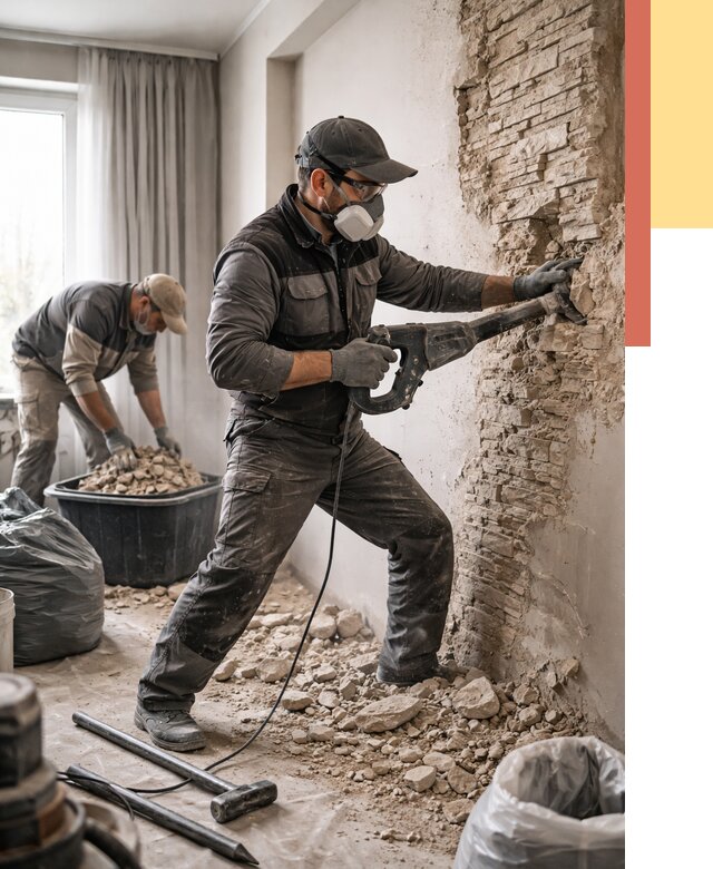 Демонтаж декоративного камня в Сочи от 1499 руб/м² — быстро и недорого | ОТДЕЛОЧНИК-Счи