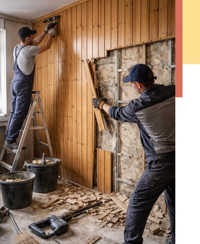 Демонтаж вагонки со стен в Сочи от 1499 руб. — снятие, удаление, срочно | ОТДЕЛОЧНИК-Счи