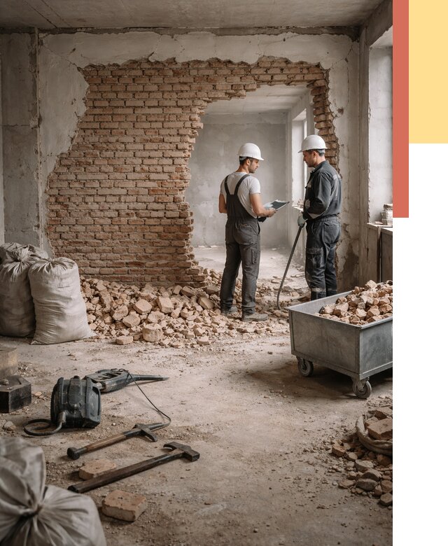 Демонтаж кирпичных стен в Сочи от 4341 руб. — быстро, недорого, под ключ | ОТДЕЛОЧНИК-Счи