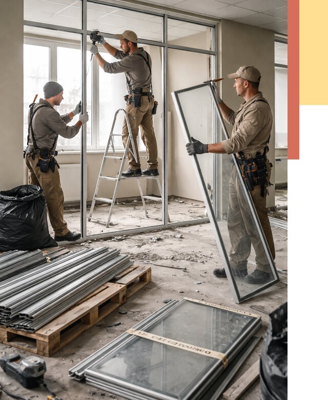 Демонтаж алюминиевых перегородок в Сочи от 4341 руб. — быстро и недорого | ОТДЕЛОЧНИК-Счи