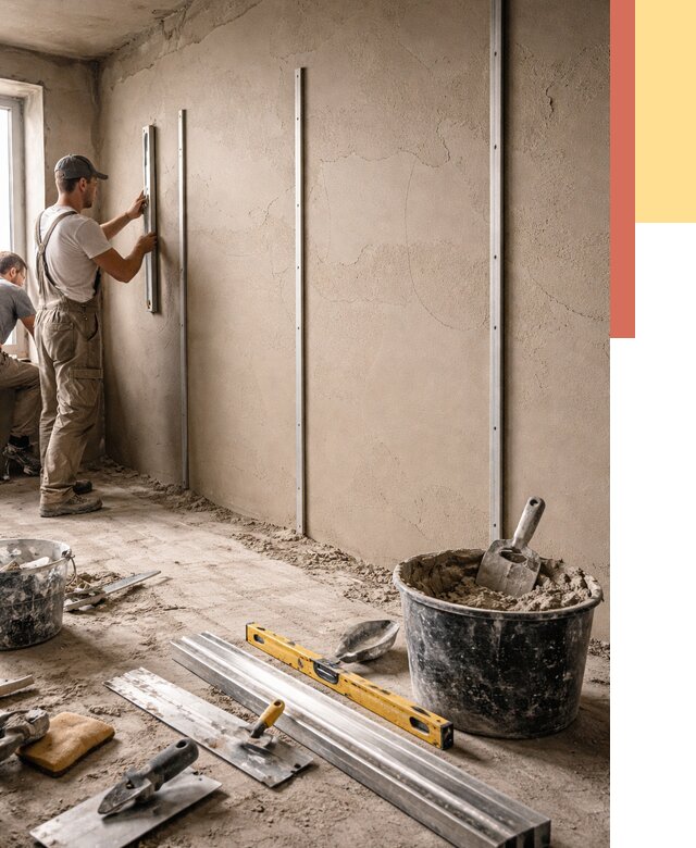 Штукатурка стен по маякам в Сочи от 5685 руб./м² — выравнивание под ключ | ОТДЕЛОЧНИК-Счи