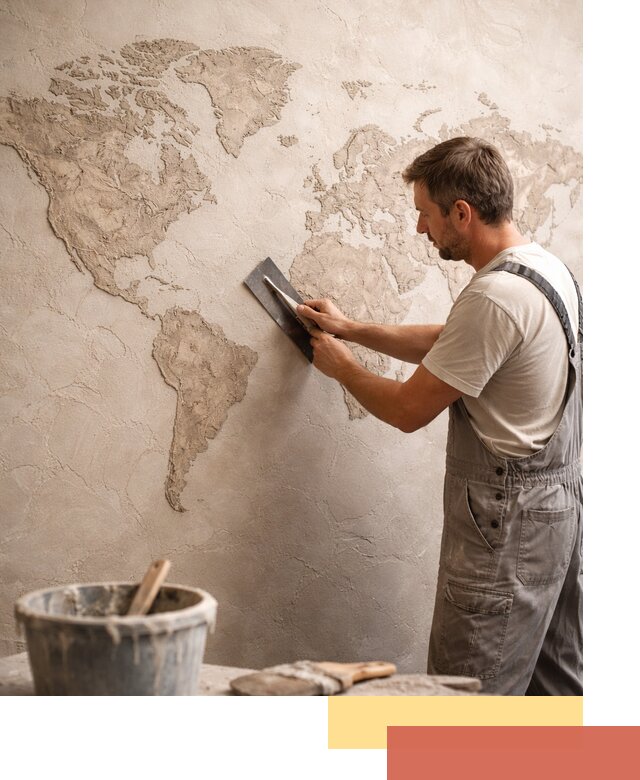 Декоративная штукатурка «Карта мира» под ключ в Сочи