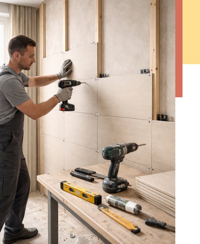 Монтаж МДФ панелей на стены в Сочи от 1292 руб. под ключ | ОТДЕЛОЧНИК-Счи