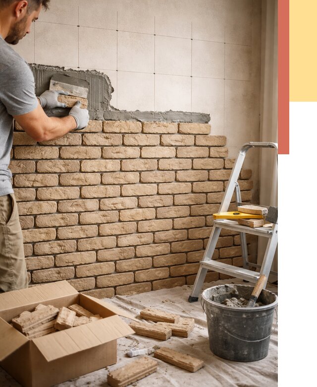 Монтаж декоративного кирпича в Сочи от 3308 руб./м² — быстро и недорого | ОТДЕЛОЧНИК-Счи