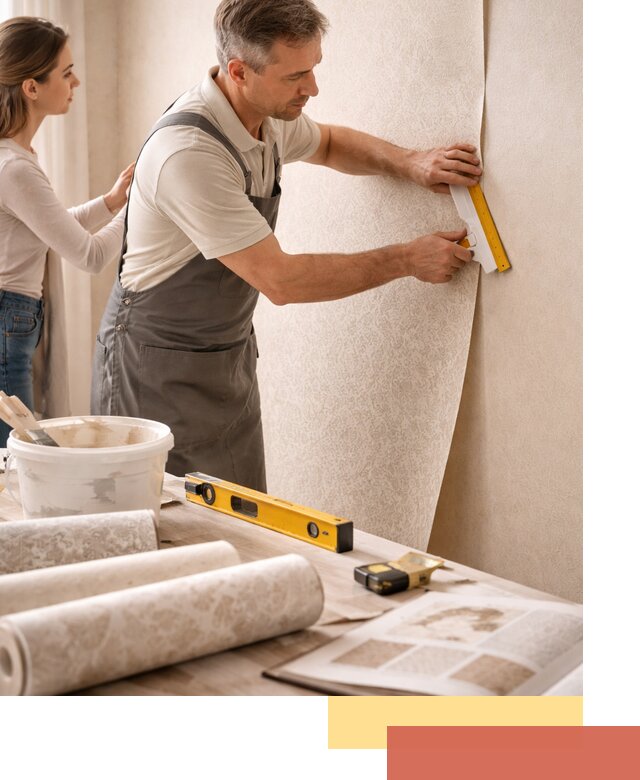 Поклейка обоев с подбором рисунка в Сочи