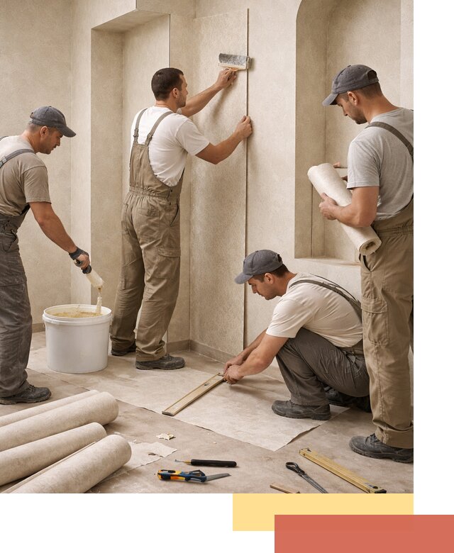 Поклейка обоев на сложные стены и неровные поверхности в Сочи