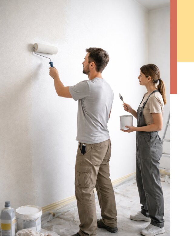 Окраска стен по стеклохолсту в Сочи от 4651 руб/м² под ключ | ОТДЕЛОЧНИК-Счи