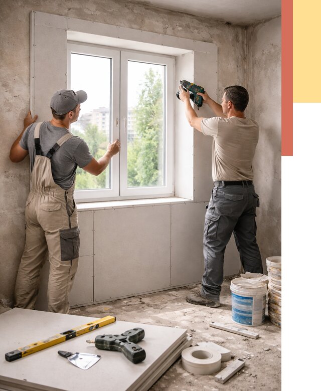 Монтаж откосов из гипсокартона в Сочи от 4651 руб. под ключ | ОТДЕЛОЧНИК-Счи