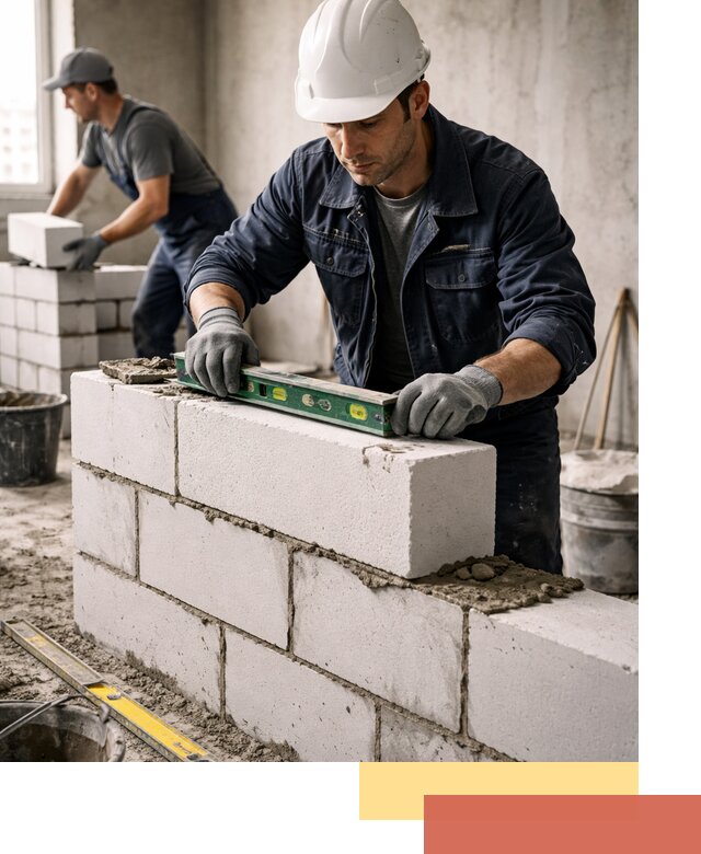 Кладка перегородок из пеноблока под ключ в Сочи