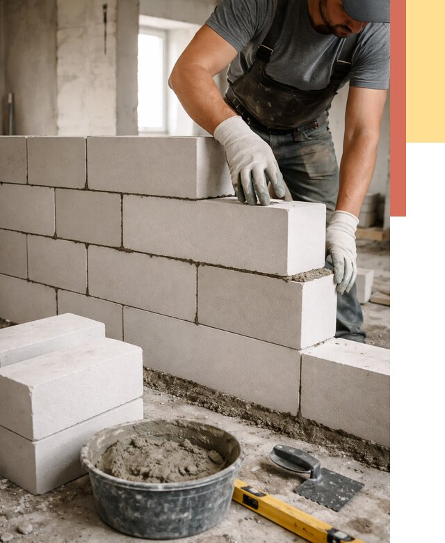 Кладка перегородок из силикатного блока в Сочи от 4134 руб. под ключ | ОТДЕЛОЧНИК-Счи