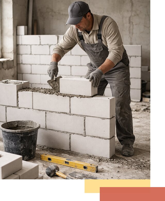 Кладка перегородок из силикатного блока в Сочи