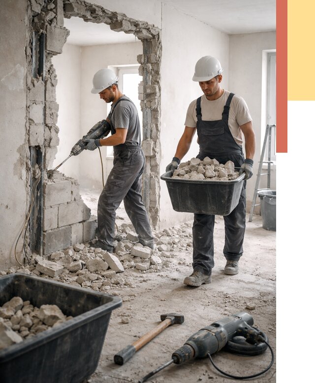 Демонтаж блоковых перегородок в Сочи от 3876 руб. — быстро и недорого | ОТДЕЛОЧНИК-Счи