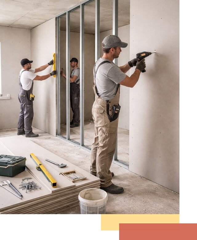 Однослойная перегородка из гипсокартона в Сочи под ключ, монтаж и отделка