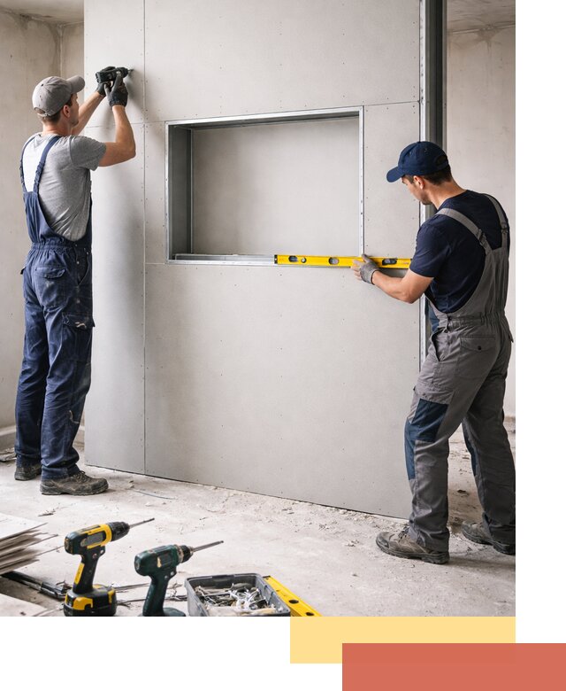 Перегородка из гипсокартона с нишей под декор в Сочи