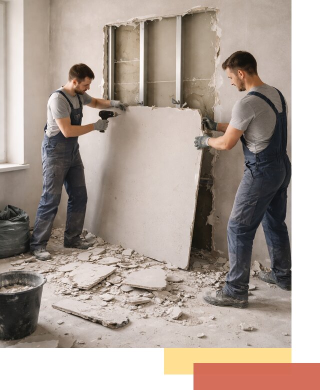 Демонтаж перегородки из гипсокартона в Сочи быстрый и аккуратный