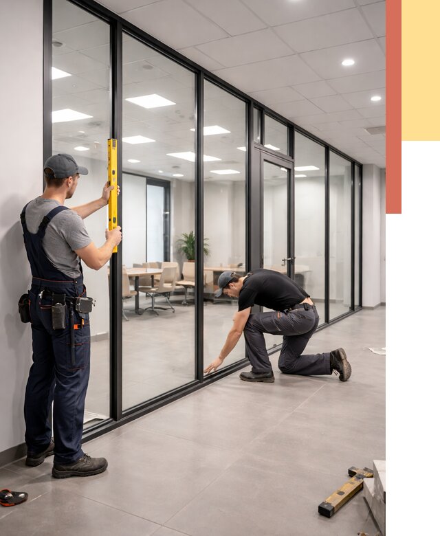 Каркасные стеклянные перегородки в Сочи под ключ от 9509 руб. | ОТДЕЛОЧНИК-Счи