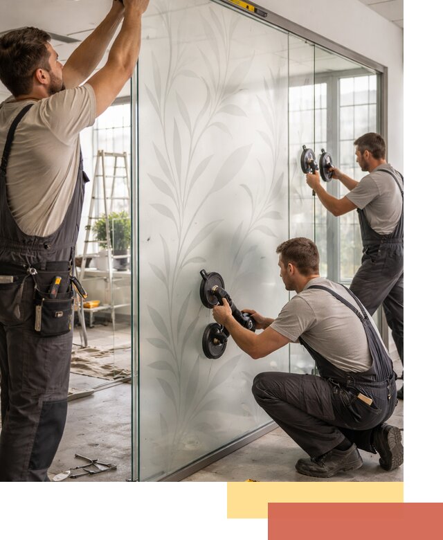 Стеклянные перегородки с рисунком на заказ в Сочи