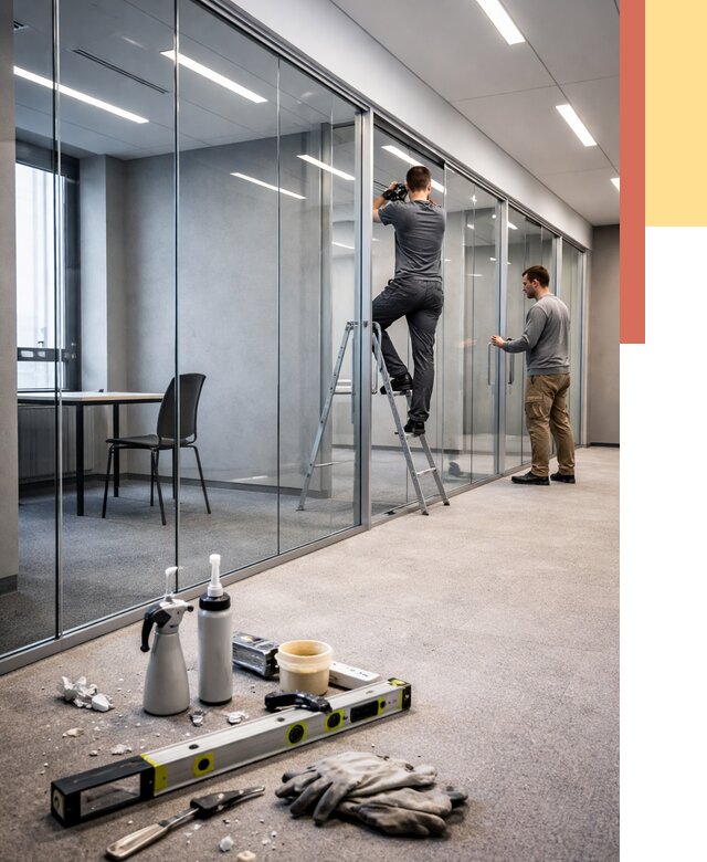 Стеклянные офисные перегородки в Сочи от 8786 руб. — монтаж и установка | ОТДЕЛОЧНИК-Счи