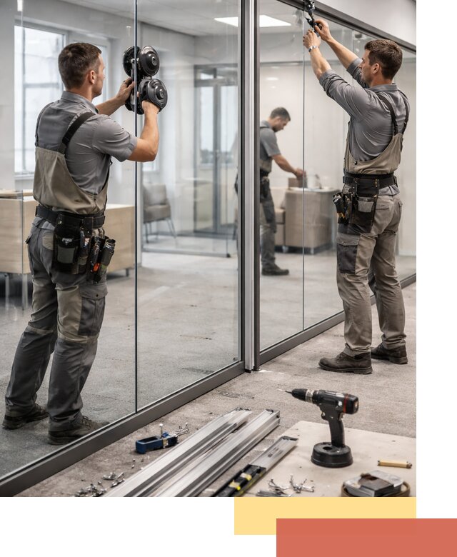 Стеклянные офисные перегородки под ключ в Сочи