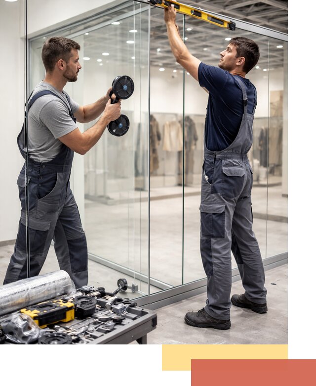 Стеклянные перегородки для магазинов в Сочи — монтаж и установка