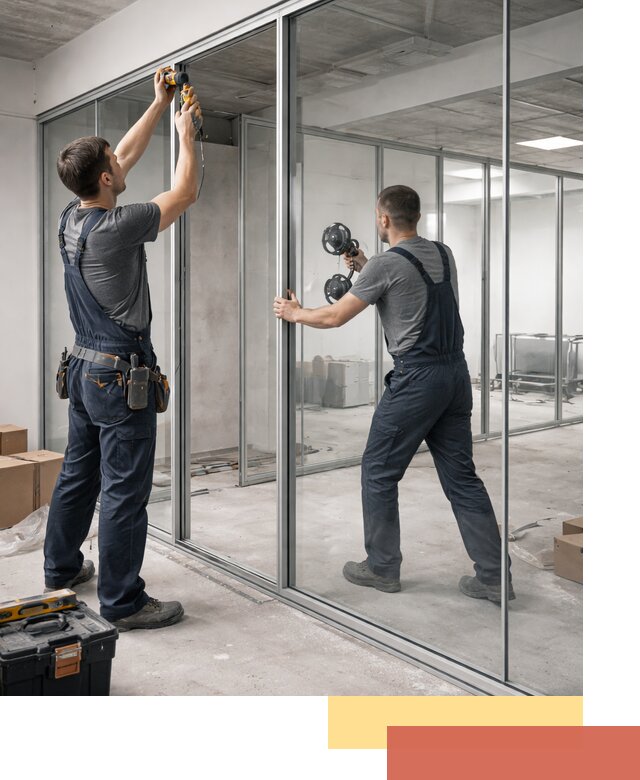 Алюминиевые перегородки со стеклом в Сочи — изготовление и монтаж