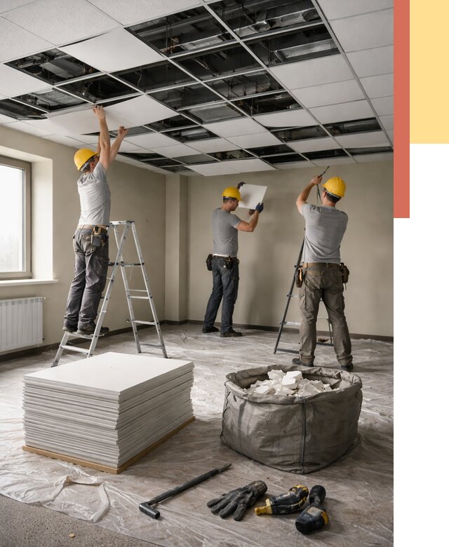 Демонтаж потолка Армстронг в Сочи от 4651 руб. быстро и недорого | ОТДЕЛОЧНИК-Счи