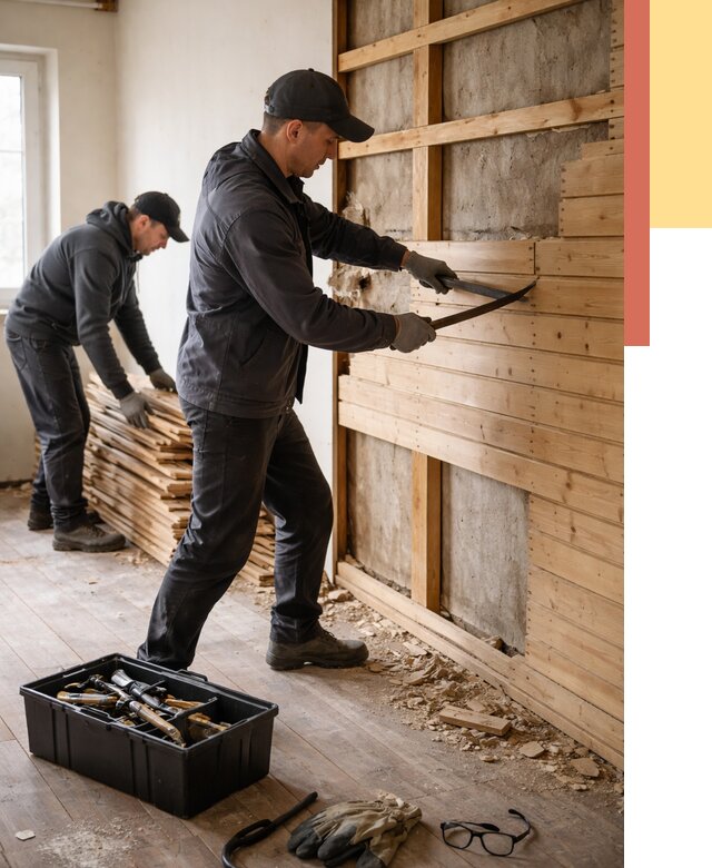 Демонтаж вагонки в Сочи от 3928 руб/м2 — быстро и недорого | ОТДЕЛОЧНИК-Счи