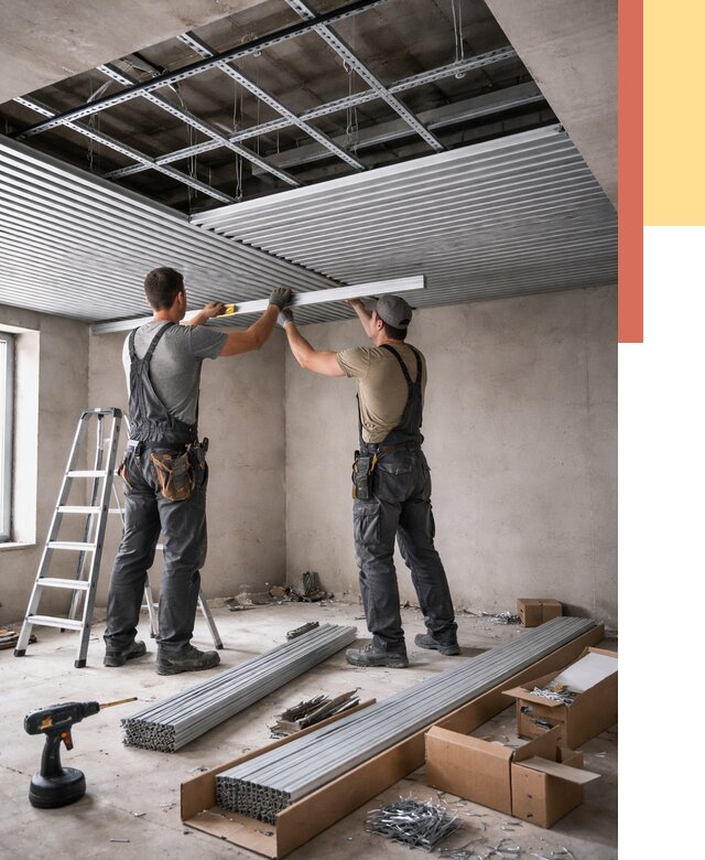 Монтаж реечного потолка в Сочи от 4651 руб. под ключ | ОТДЕЛОЧНИК-Счи