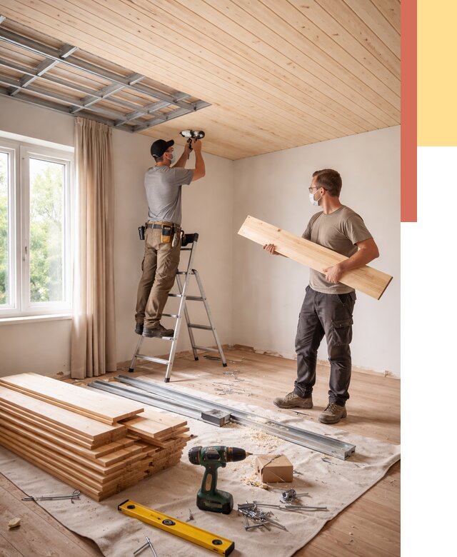 Монтаж потолка из вагонки в Сочи от 6718 руб. | Быстро и недорого — ОТДЕЛОЧНИК-Счи