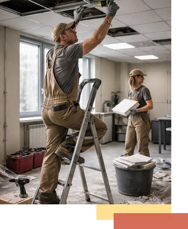 Ремонт потолка Армстронг и замена плит в Сочи