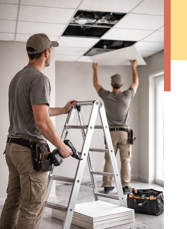 Обслуживание подвесного потолка в Сочи от 3618 руб. — быстро и недорого | ОТДЕЛОЧНИК-Счи