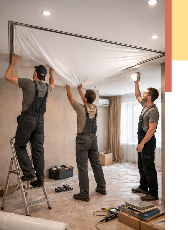 Монтаж ПВХ натяжного потолка в Сочи от 3618 руб. под ключ | ОТДЕЛОЧНИК-Счи