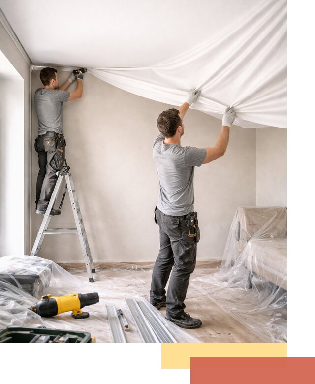 Монтаж тканевого натяжного потолка в Сочи недорого и быстро