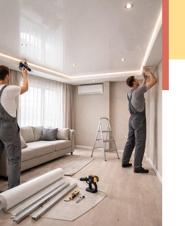 Монтаж глянцевого натяжного потолка в Сочи от 775 руб. под ключ | ОТДЕЛОЧНИК-Счи