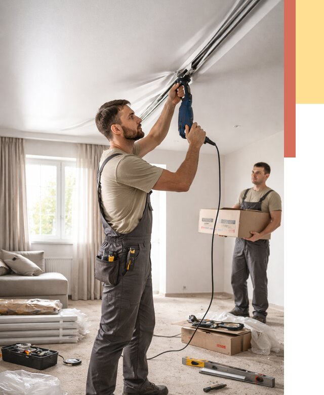 Монтаж сатинового натяжного потолка в Сочи от 3618 руб. | Быстро, недорого — ОТДЕЛОЧНИК-Счи