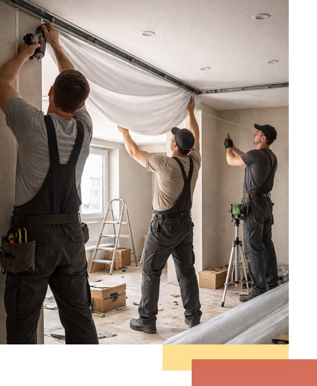 Монтаж парящего натяжного потолка под ключ в Сочи