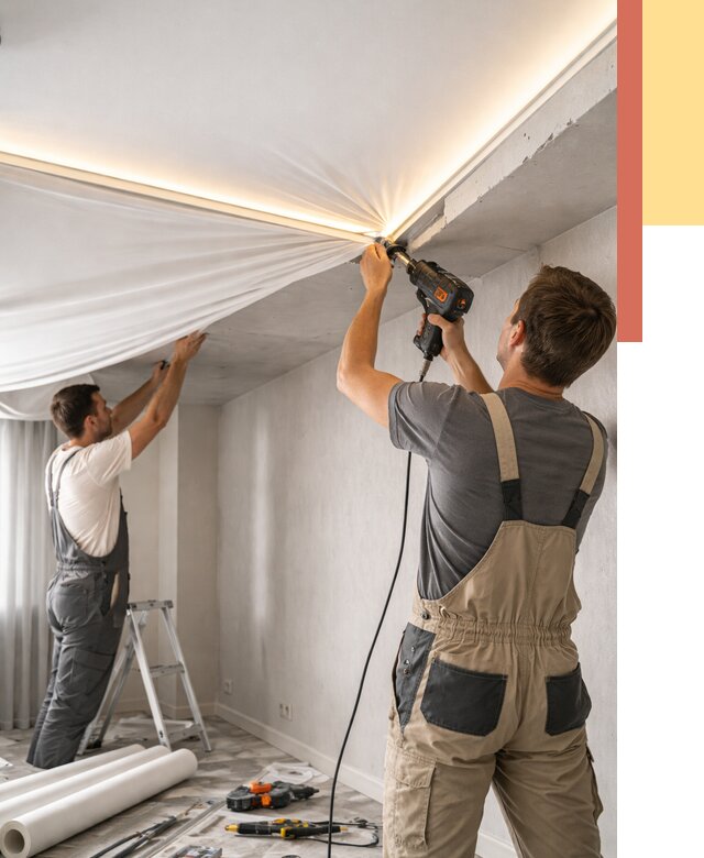 Монтаж натяжного потолка с подсветкой в Сочи от 982 руб. | ОТДЕЛОЧНИК-Счи