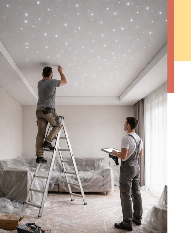 Монтаж натяжного потолка «звездное небо» в Сочи от 6718 руб. | ОТДЕЛОЧНИК-Счи