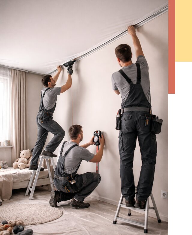 Монтаж натяжного потолка в детской в Сочи от 3618 руб. — быстро и недорого | ОТДЕЛОЧНИК-Счи