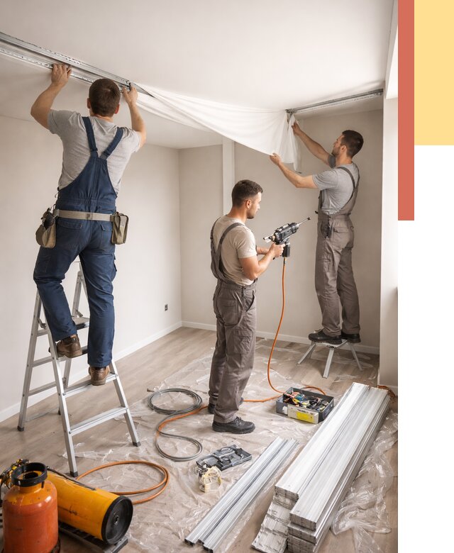 Монтаж натяжного потолка в студии в Сочи от 5685 руб. — быстро и недорого | ОТДЕЛОЧНИК-Счи