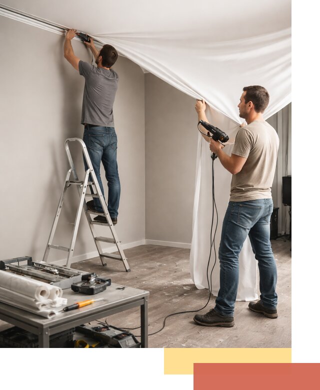 Монтаж натяжного потолка в студии в Сочи