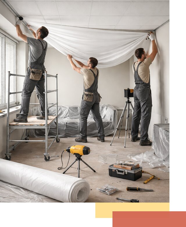 Монтаж натяжного потолка в офисе в Сочи