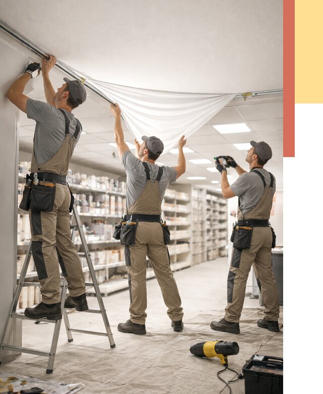 Монтаж натяжного потолка в магазине в Сочи от 4651 руб. быстро и недорого | ОТДЕЛОЧНИК-Счи