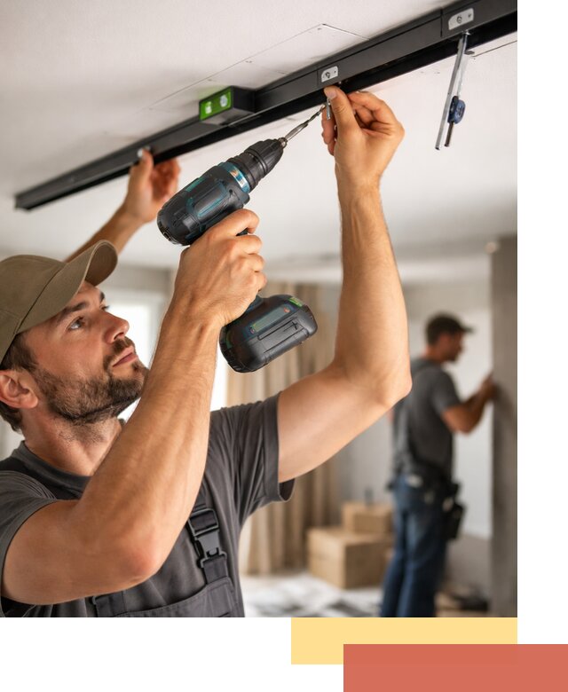 Установка трековых светильников в натяжной потолок в Сочи