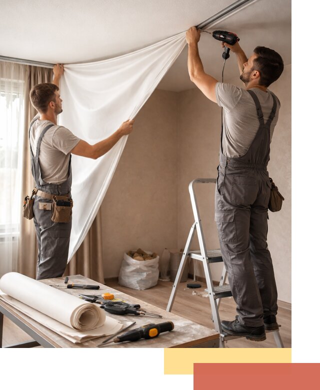 Замена полотна натяжного потолка в Сочи быстро и качественно