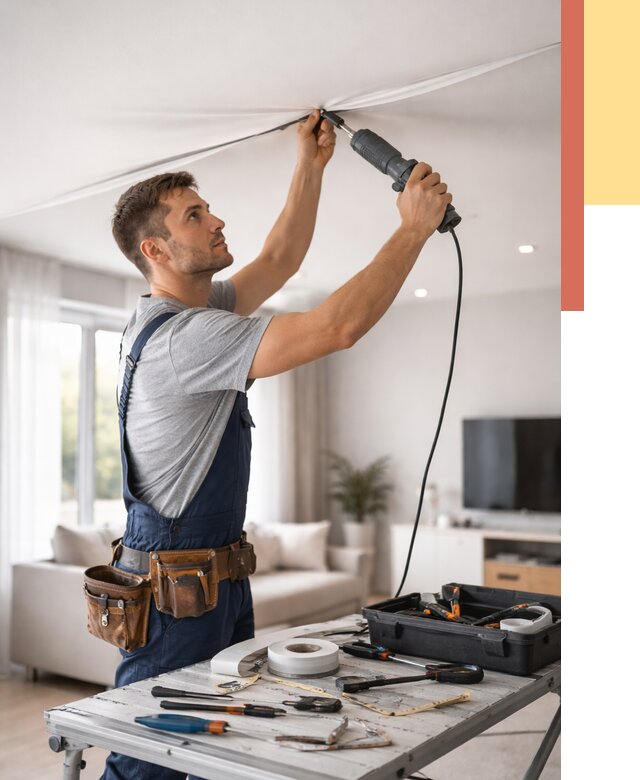 Ремонт натяжных потолков в Сочи от 9819 руб. под ключ — ОТДЕЛОЧНИК-Счи