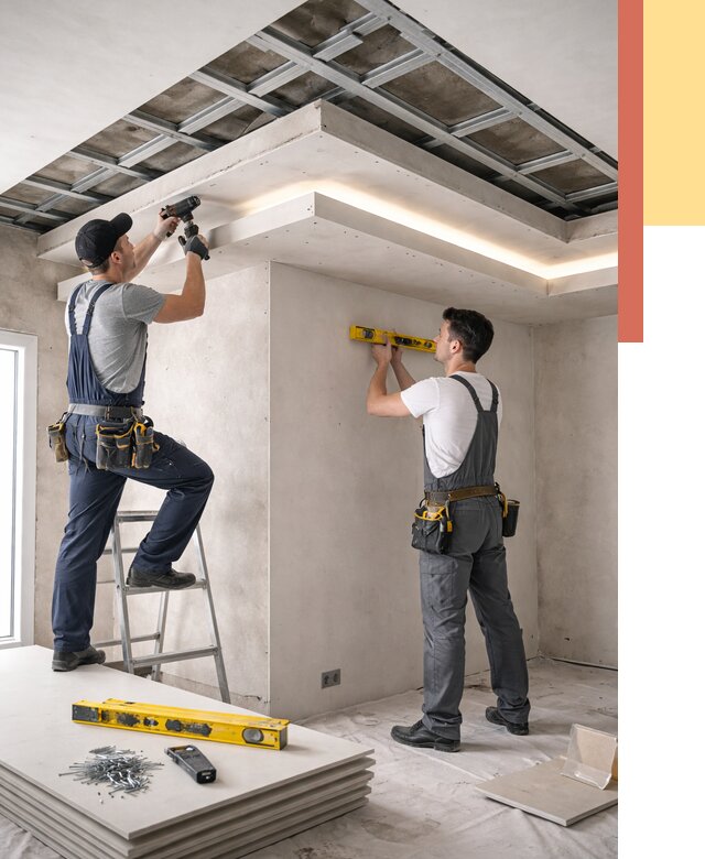 Двухуровневый потолок из гипсокартона в Сочи от 1499 руб. под ключ | ОТДЕЛОЧНИК-Счи