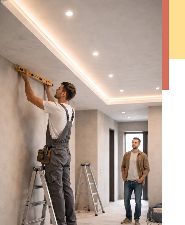 Потолок из гипсокартона с подсветкой в Сочи от 775 руб./м2 под ключ | ОТДЕЛОЧНИК-Счи