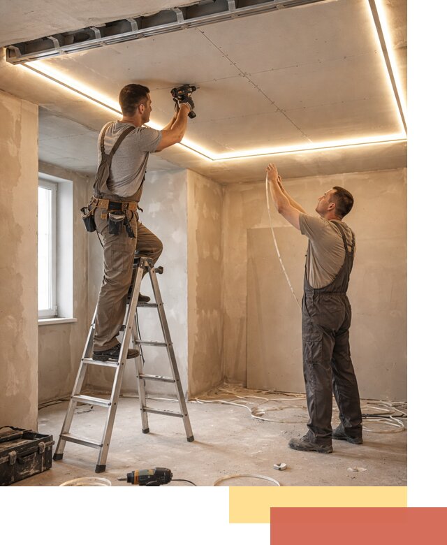 Потолок из гипсокартона с подсветкой в Сочи